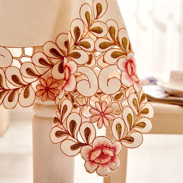 

table cloth wedding embroidered tablecloth party & banquet round or rectangle dinning coffee cover rose runner1