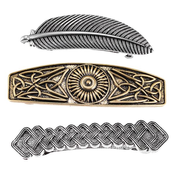 

3x viking celtic резные клип шпилька волос французская весна barrettes, Slivery;golden