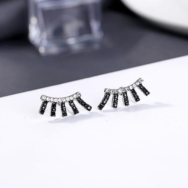 

stud balanbiu black crystal earrings for women gifts geometric minimalist white-gold color ear pin fashion jewelry wholesale1, Golden;silver