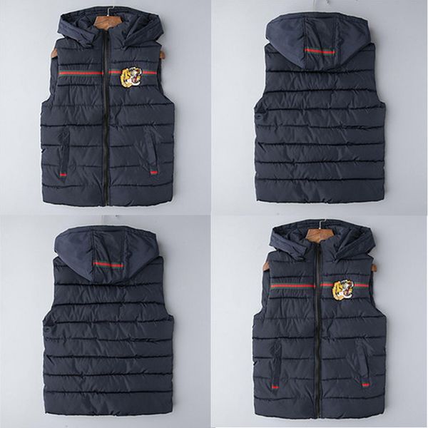 

2020 embroidery tiger men's vests down jacket mens outdoor warm feather winter jacket down-filled hooded thick coat outwear jacket park, Black;white