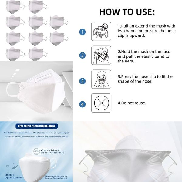 

mask mask face 94% filter kf94 10pcs triple filtration adaptable nose bar 4-layer protective fa vnwkvnwk 0tlm