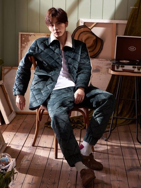 

fashion classic men's super warm pajamas robe and pajamas suit1, Black;brown
