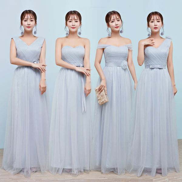 

long bride floor length bridesmaid dress long sister dress for wedding party gray bridesmaid dresses 118, White;pink