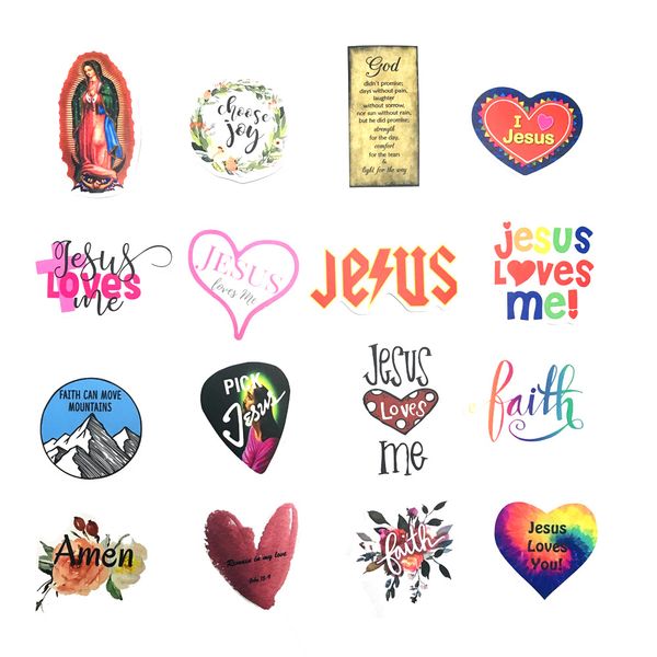 

50pcs christian faith jesus love me faith sayings stickers car bike luggage sticker lapskateboard motor water bottle vinyl decal bulk
