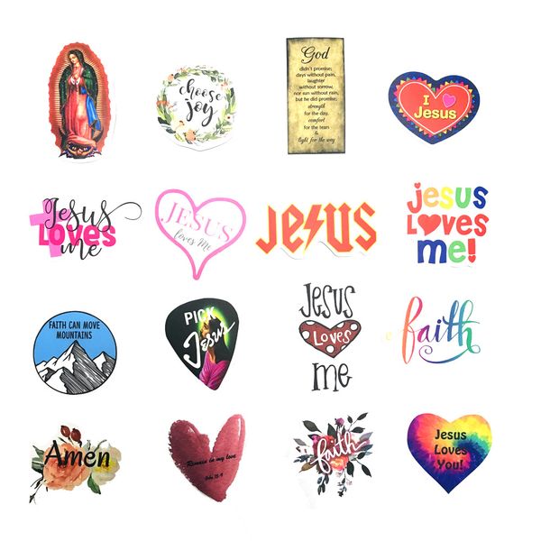 Bagagem bicicleta 50pcs fé cristã Jesus Love Me Fé provérbios adesivos etiqueta do carro Laptop garrafa skate Motor Água Vinyl Decal massa