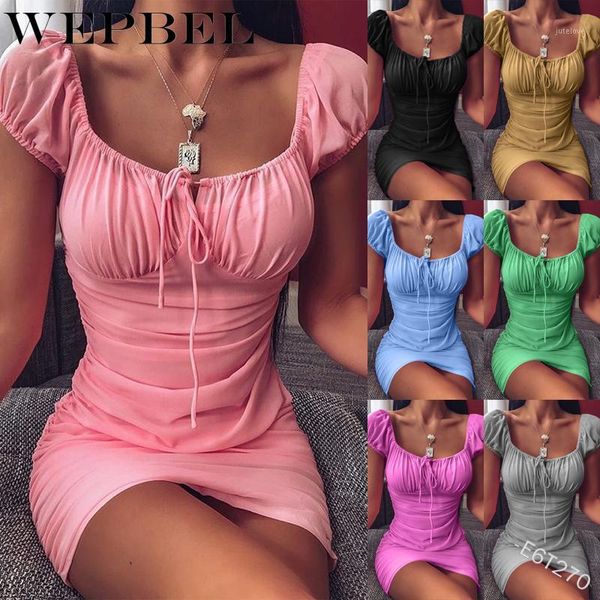 

wepbel women elegant summer dress short sleeve low cut dress slim fit tunic fashion party mini1, Black;gray