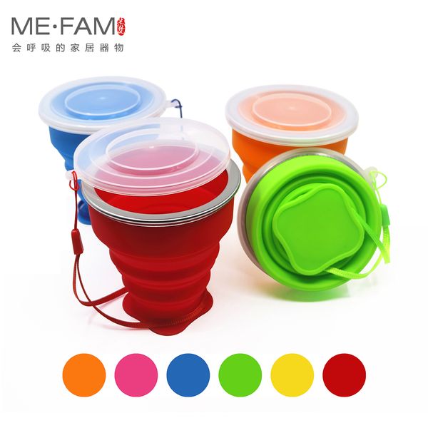 

small mini telescopic portable silicone folding cup with dstproof cover outdoor coffee cups children travel drink water copa q1218
