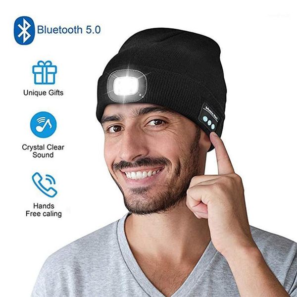 

beanies bluetooth led lighted beanie cap built-in stereo speakers usb charging wireless smart headset headphone speaker1
