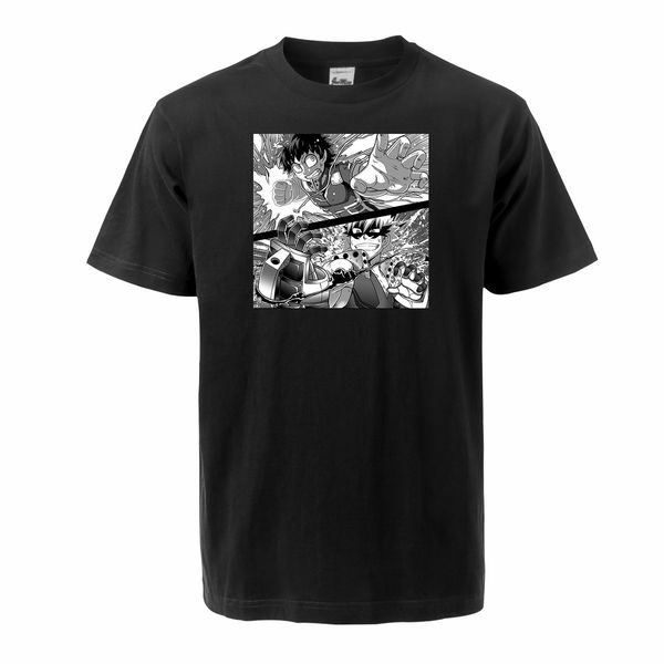 

sport my hero academia men's summer deku vs bakugou tshirt 100% cotton round neck short-sleeved t-shirt japan anime harajuku tees
