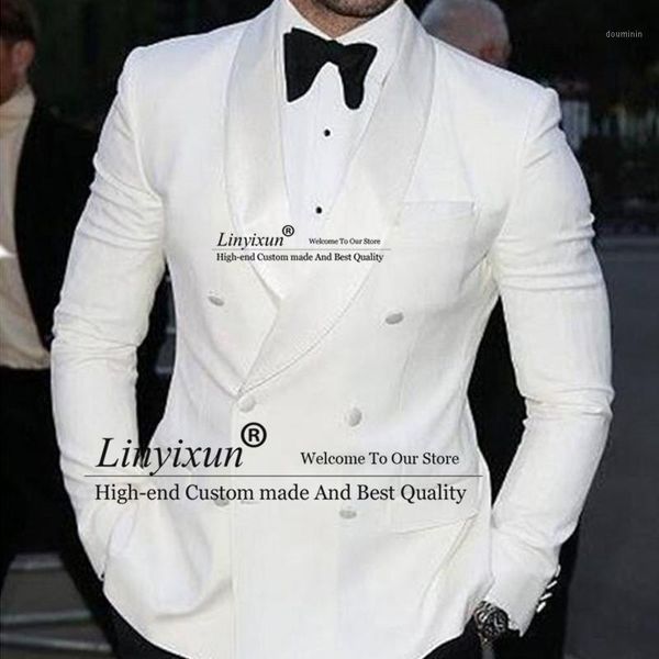 

white slim fit man suits with double breasted mens stage clothes for wedding groom tuxedos 2 piece set jacket black pants1, White;black