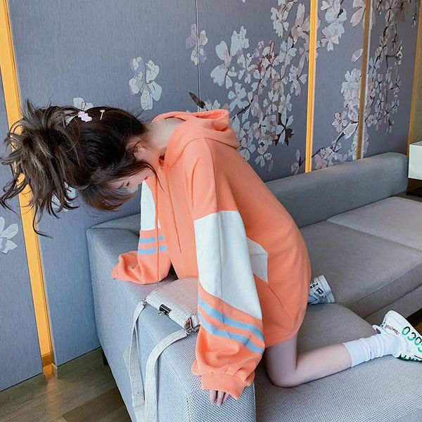 

spring and autumn new fashion women's ins trend lazy wind thin korean sweater sweater hooded loose long sleeve snhkk, Black