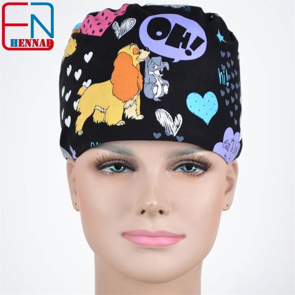 

zuntsvil scrub caps for long hair cilinic caps and nurses caps 100% cotton y201024, Blue;gray