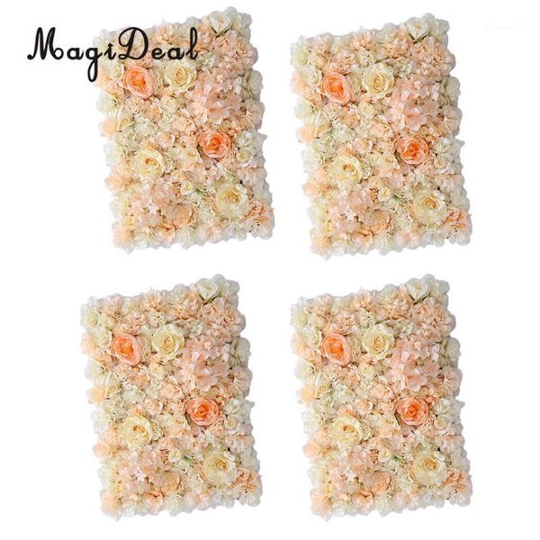 

magideal 4 pieces artificial flower wall wedding venue flower for candy wall p areas pillar main road decor -orange1