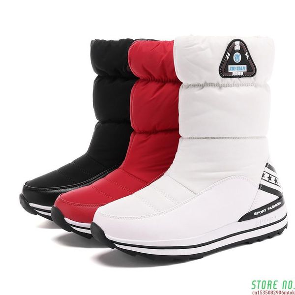 

плюс размер 31-43 snow boots женская обувь платформа водонепроницаемый сапоги зимние женский белый теплый хлопок обувь ботильоны, Black
