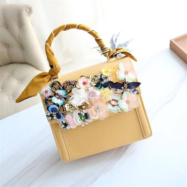 

women handbags flowers totes flap 2020 new ladies small crossbody shoulder bags luxury crystal wedding bride handmade purse