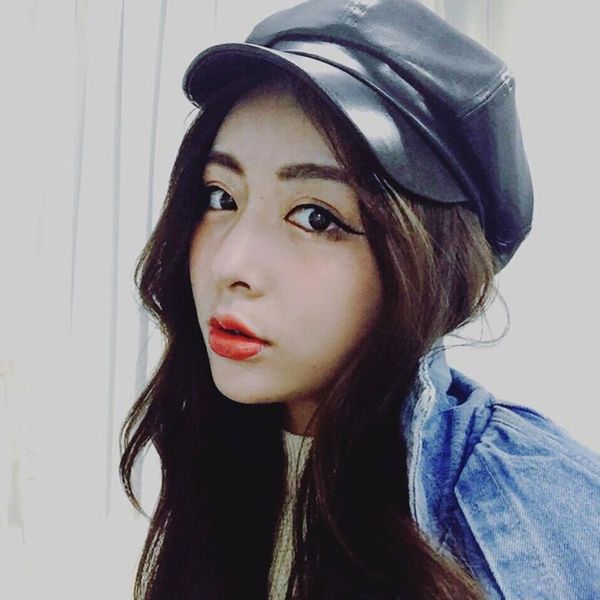

stingy brim hats 8 panels casual fashion shopping birthday gift dating stretchy comfortable pu leather beret cap for women autumn daily, Blue;gray