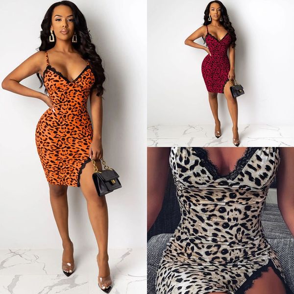 

2020 leopard lace dress 2020 suspender suspender skirt sling skirt leopard lace sling dress udk8b, Black;gray