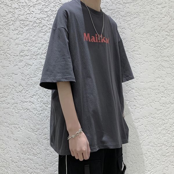 

летняя футболка новой harajuku bf простое письмо напечатана рыхлую короткий рукав футболка для мальчиков темной половины рукава jum6g, Blue