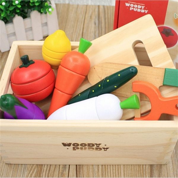 

montessori cut fruits and vegetables toys wooden classic game simulation kitchen series toys early education gift play house toy lj201009
