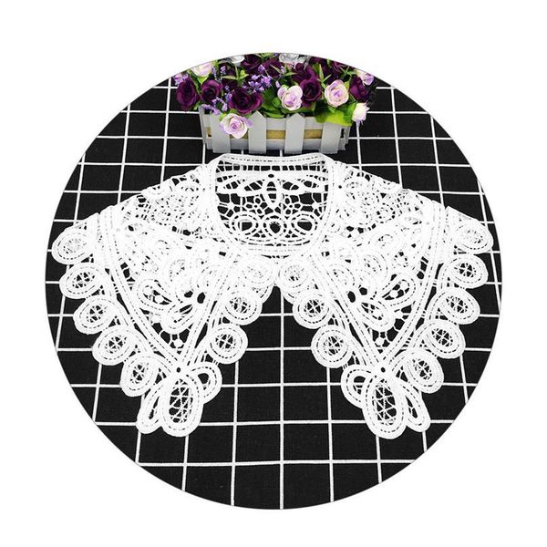 

white milk silk big collar flower korean women's hollow lace detachable lapel shirt fake collar women clothes acc qyltyw