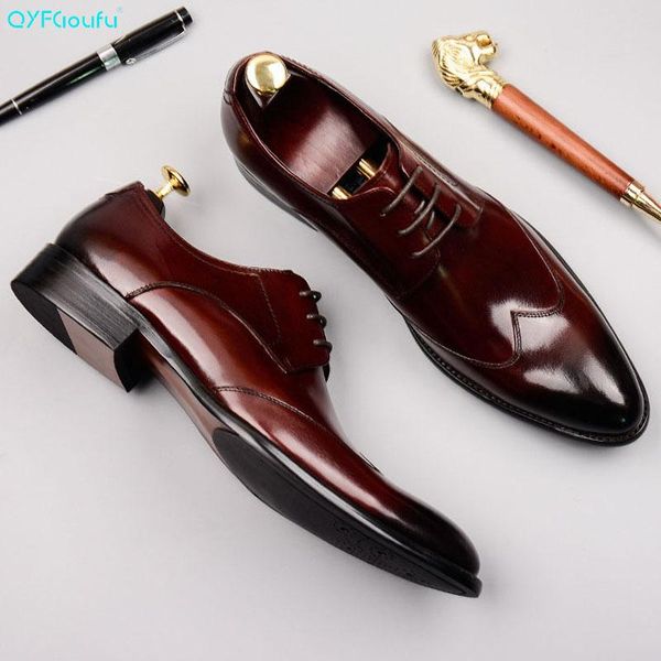 

qyfcioufu men's dress shoes british lace-up large size men's genuine cow leather shoes formal men oxford wedding, Black
