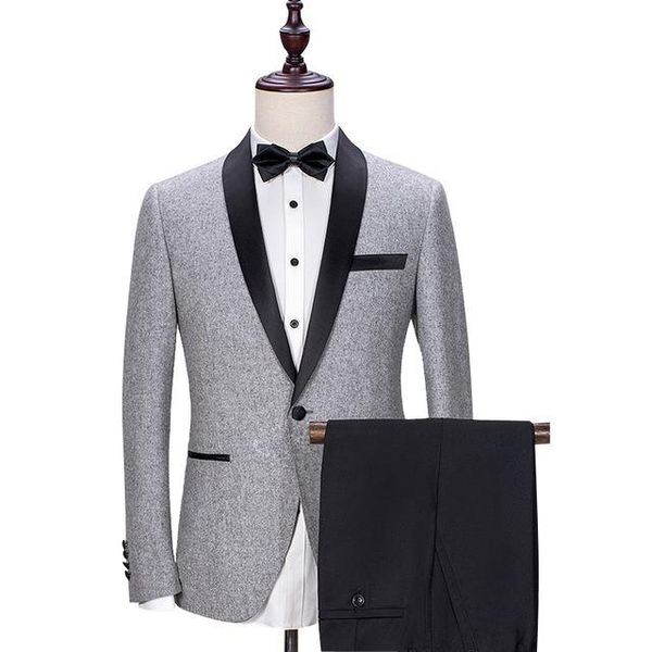 

men's suits & blazers 2021 british style embroidery decorate handsome stand colar white tailcoat groom tuxedos costume homme(jacket+pan, White;black