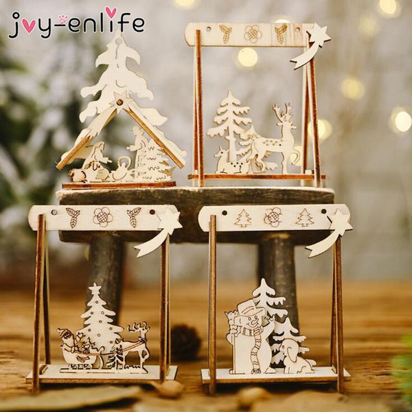

1set diy creative small hollow wooden ornaments for home christmas party ornament decorations kids gift supplies