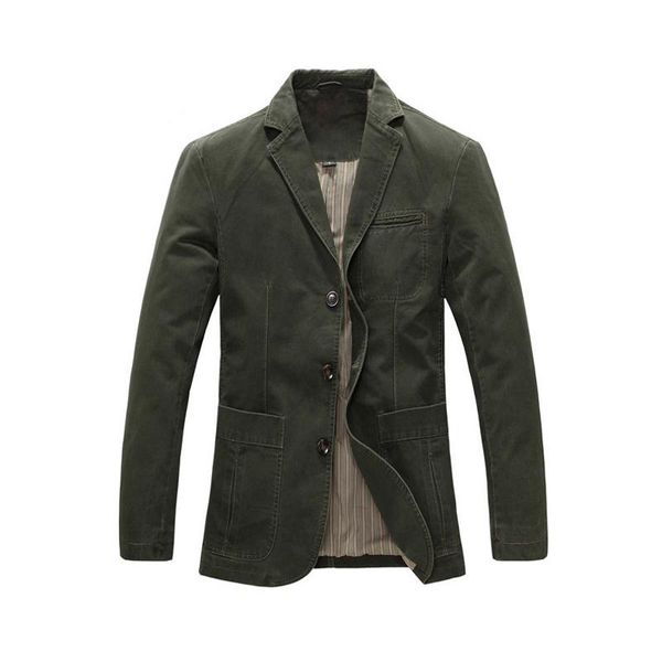 

men casual blazer spring autumn loose suit jacket outdoor black khaki army green single breasted 3 buttons 100% cotton, White;black