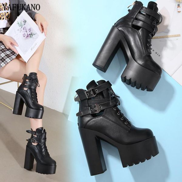 

модель fashion show ultra-light толстая soled ботильоны европы и америки ночной клуб sexy высокие каблуки женщины lace-up мартин сапоги, Black