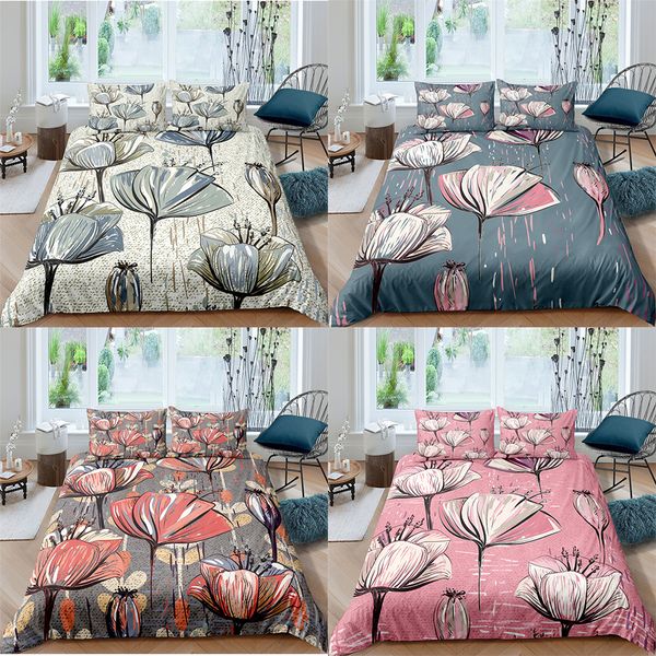 

zeimon 3d пододеяльник king size flower printed пододеяльник одеяло обложка bed set с наволочкой цветочные двойной постельные принадлежности