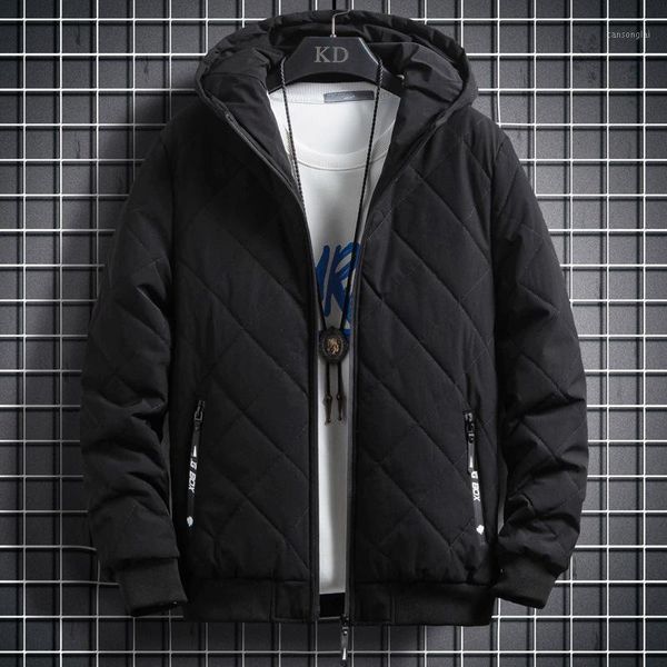 

mens cotton padded jacket men 2020 new winter hooded warm soft shell jacket coat solid casual loose fashion jackets for men1, Black