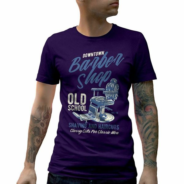 

a646p mens crew neck t-shirt downtown barbershop barber vintage shop beard class sport hooded sweatshirt hoodie