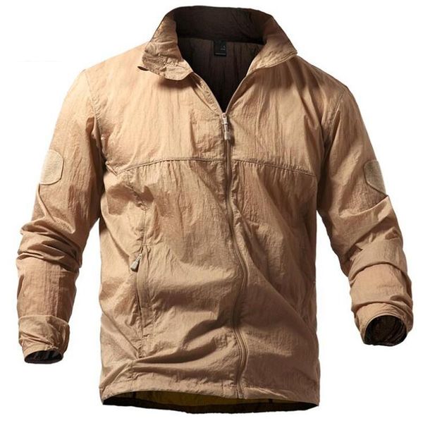 

tactical skin jacket men lightweight waterproof jacket men summer breathable hoody raincoat windbreaker skin clothing, Black;brown