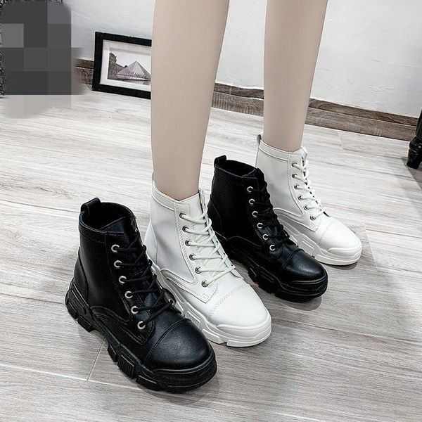 

white ankle boots boots-women summer booties women's rubber shoes rain luxury designer lace up round toe flat heel low 2020, Black