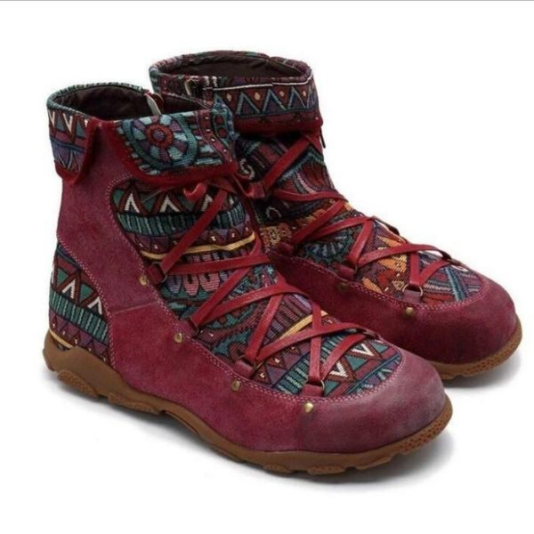 

boots womens ladies retro bohemian style ankle zip short booties casual shoes women's winter botas mujer, Black