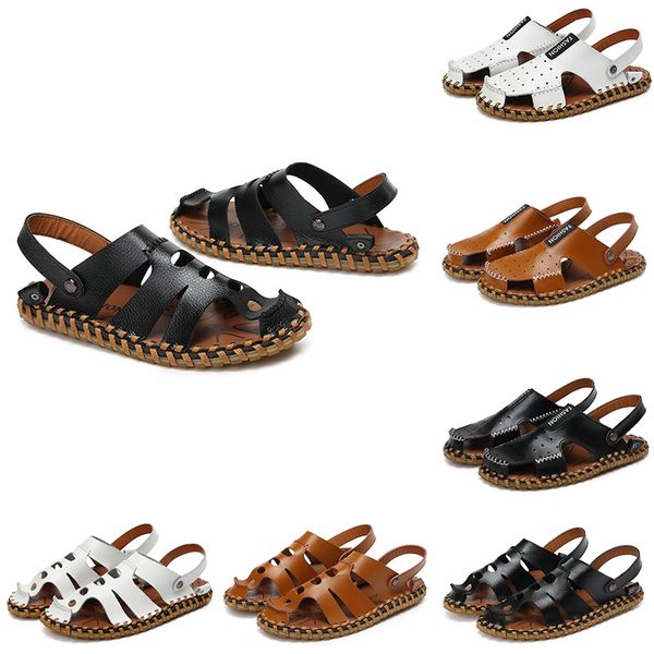 

ale non-brand men leather sandals black white brown outdoor sandy beach mens spring summer sandals walking 39-45