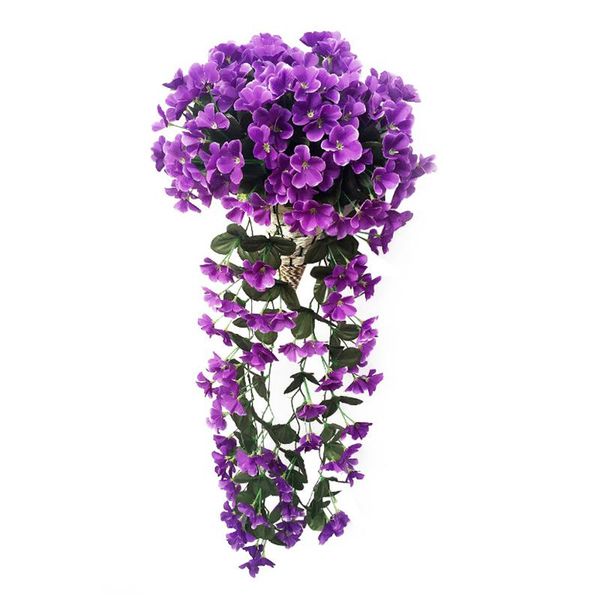 

silk artificial flowers hanging wall violet fake flowers vine rattan for home balcony decoration wedding decor