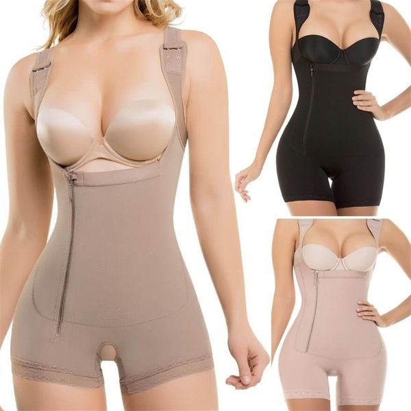 

nemolemon women body shaper post liposuction girdle clip and zip bodysuit vest waist shaper shapewear butt lifter tummy control 201222, Black;white