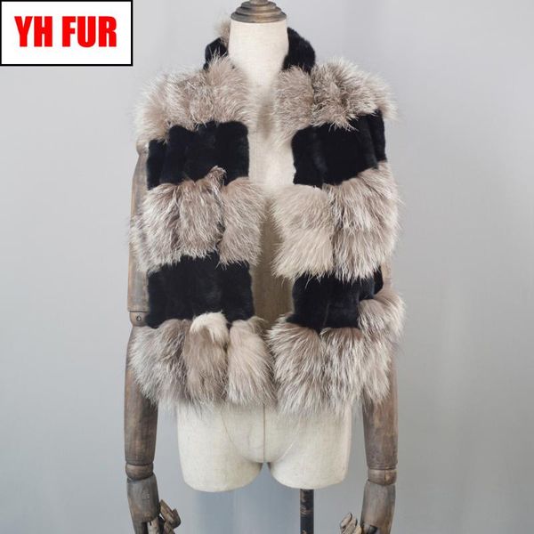 

new silver fur scarf winter real rex fur ring shawl luxury warm knitted silver and rex ring scarves, Blue;gray