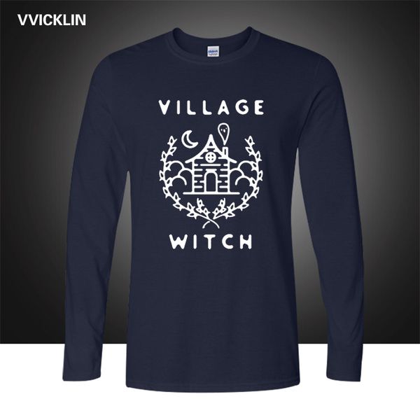 

village witch graphic print t shirt autumn hip hop cartoon tshirt spring long sleeve streetwear t shirt sport hooded sweatshirt hoodie