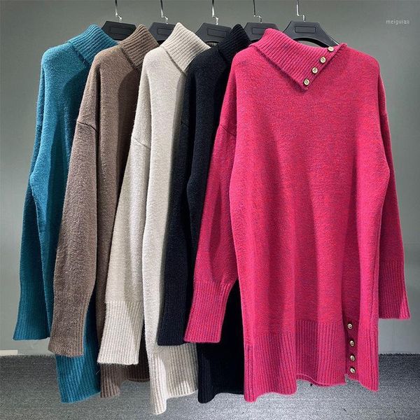

women's knitted sweater mid-length s86261, White;black