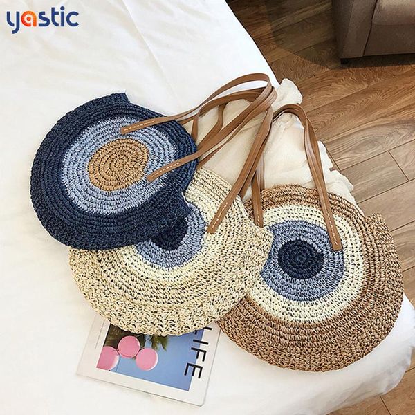 

yastic luxury straw bags women rattan shoulder beach handbag totes bag 2021