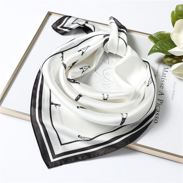 

квадратный шелковый шарф шал шеи обертывания женщин леди полоса волос черные белые шарфы мода печать юридическое плакат бандана sqcrnz homes, Blue;gray