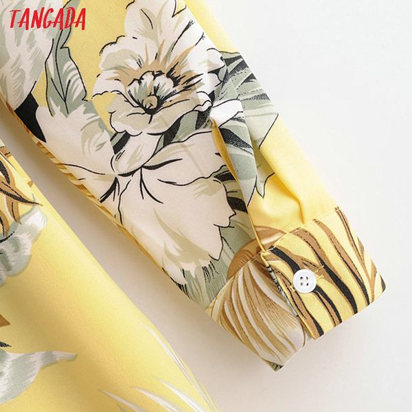 

tangada fashion women flowers print shirt dress turn down collar long sleeve zipper bow tie ladies work dress vestidos lj201203, White;black