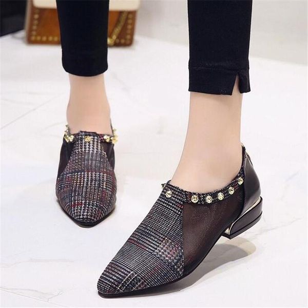 

2020 new fashion women's shoes mesh breathable casual shoes women comfortable pointed mom size 35-41 d124, Black