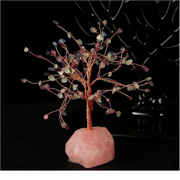 

1pc natural crystal base support gravel tree copper wire serves as a trunk rose quartz transparent quartz fluorite qylblw, Black