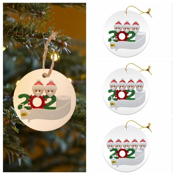 

8cm round 2020 quarantine family christmas ornament diy rasin card xmas tree santa hanging pendants party decoration ljjp539sbwo