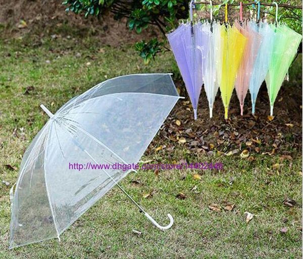

50pcs fedex dhl transparent umbrellas clear pvc umbrellas long handle umbrella rainproof 6 colors