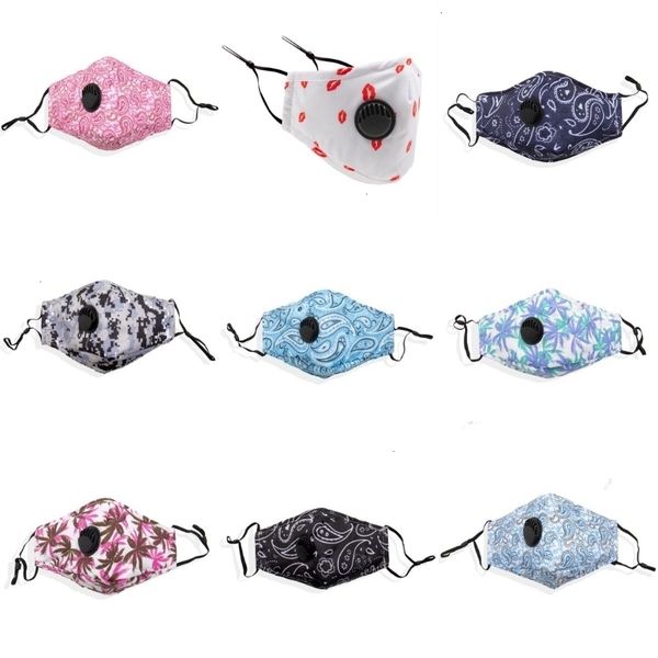 

masks filter adjustable men printing designer face earhook protective mask dustproof and smog equipped with breathe valve core#953