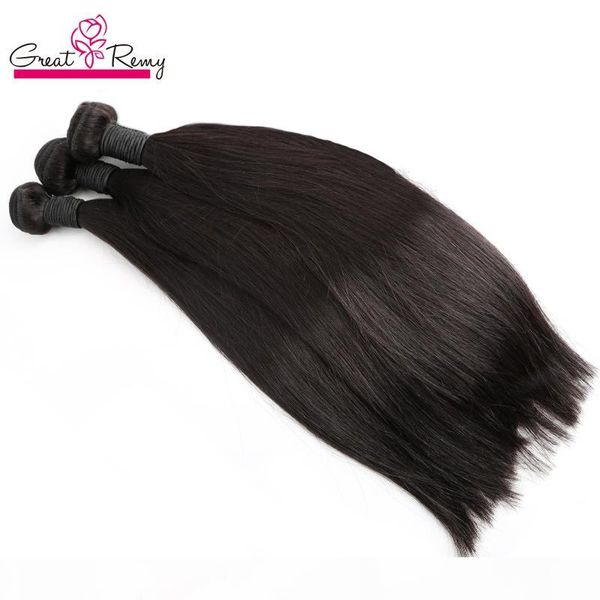 

greatremy 8a hair weft extension silky straight double weft mongolian virgin unprocessed human hair weaves bundles 4pcs lot dyeable 8, Black